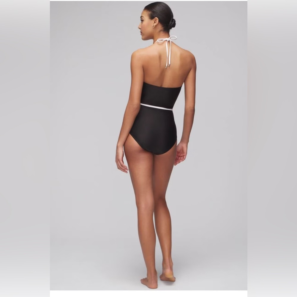 WHBM Retro Ruched One Piece Halter Swimsuit - Picture 2 of 6